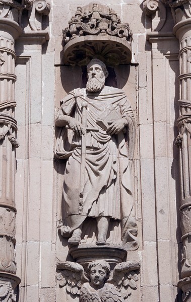 Façade, lower right story sculpture - San Agustín, façade