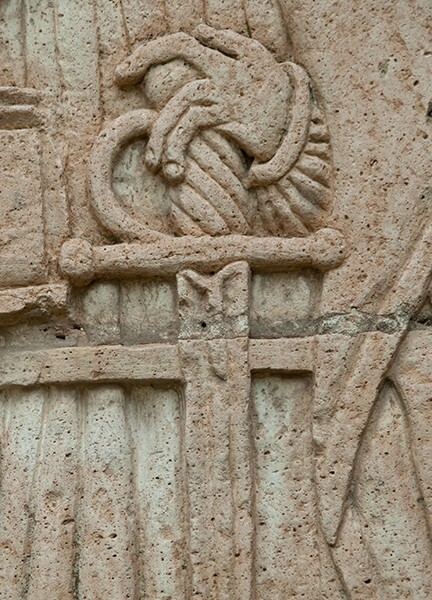 Pilaster relief (right), St. Paul, detail - San Martín, porciúncula portal