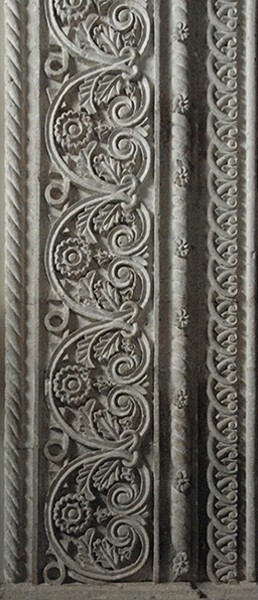 Santiago Apóstol, sanctuary arch detail (left) - Uruapan, Michoacán