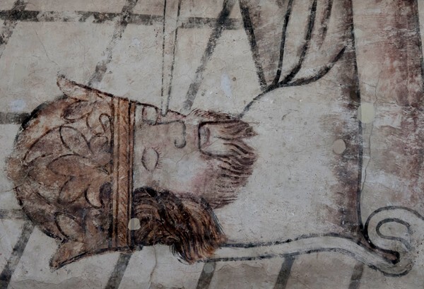 Capilla abierta mural, St. Catherine of Alexandria, detail - San Agustín, nave, capilla abierta & atrial cross