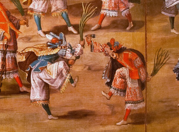 detail, Indian Wedding - Folding Screen (Biombo) with Indian Wedding and Flying Pole