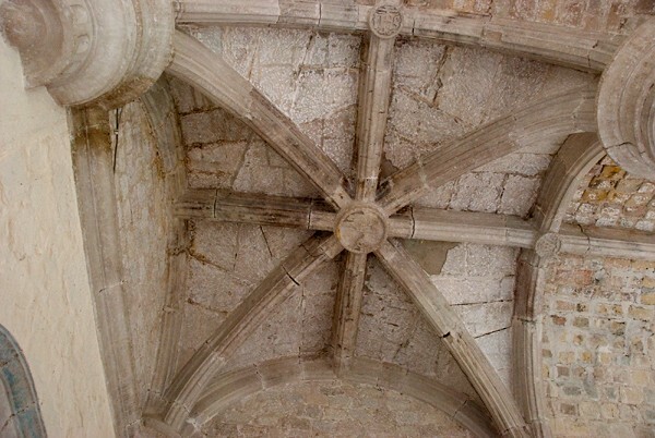 San Juan Bautista, cloister walk corner, groin vault - San Juan Bautista, convento & cloister