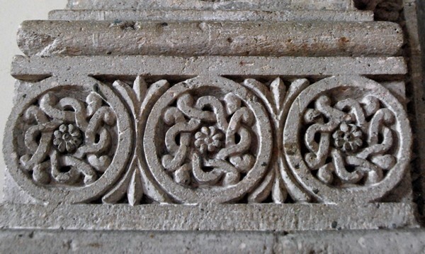 Uruapan, Michoacán, Santiago Apóstol, chancel arch pier base - Michoacán