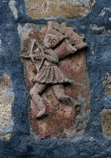 Bell-tower relief, archer - San Pedro Pareo, Michoacán