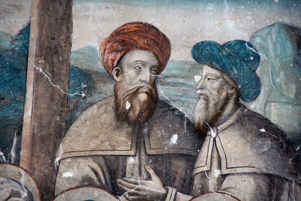 Lower cloister walk, NE testera mural, Deposition - San Andrés, cloister with murals