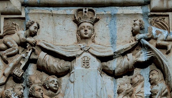 Façade, central relief, Our Lady of Mt. Carmel, detail - El Carmen Alto