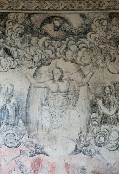 Porteria, N wall mural, Last Judgement, detail - Santa María Magdalena, church & portería