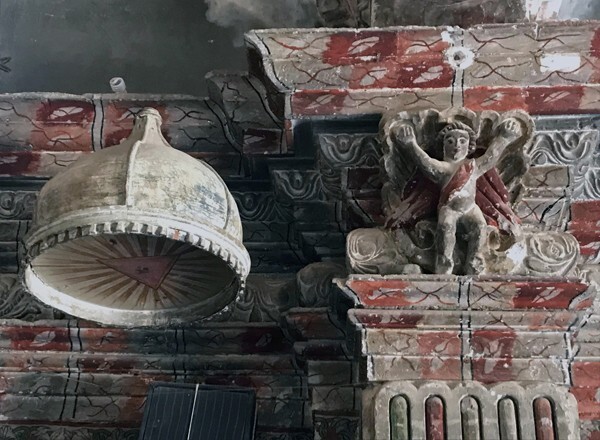 hacienda San Antonio, chapel nave pier closeup & pulpit portavoz - Tenextepec, Veracruz