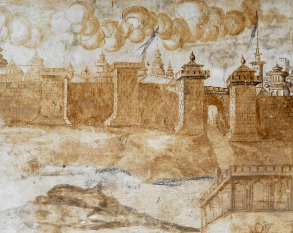 N wall mural, detail, Flight from Jerusalem - Camarín de la Virgen