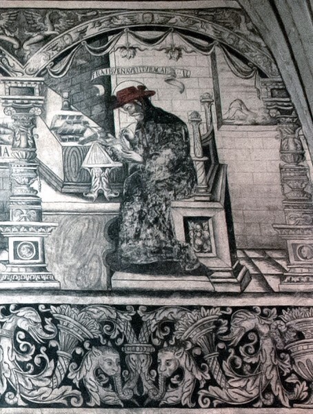 Top tier, right figure - North wall murals