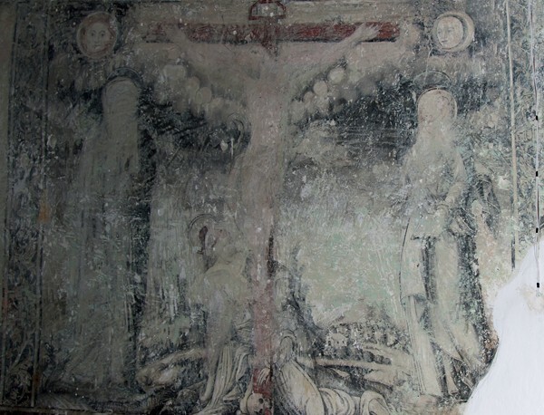San Simón y San Judas, sacristy mural, Crucifixion - Calpulalpan, Tlaxcala