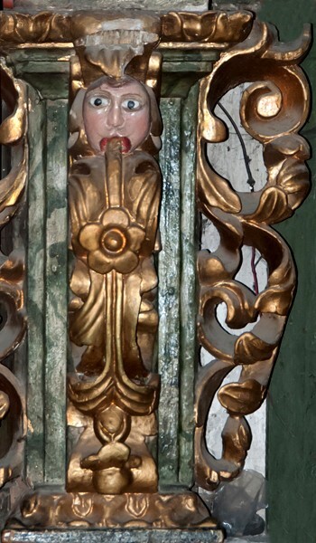 San Salvador, S transept, Coronation of the Virgin altar, detail - San Salvador el Seco, Puebla