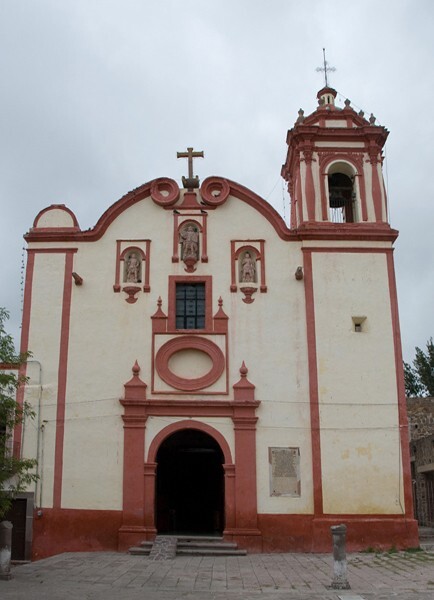 San Miguel Arcángel, façade & bell-tower - Mexquitic de Carmona, San Luis Potosí
