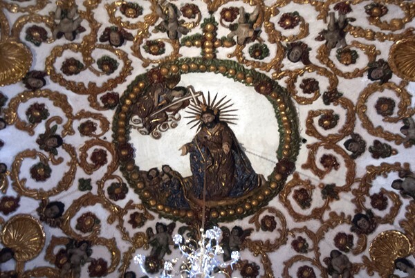 Sanctuary vault strapwork & Christ with Angel - Sanctuary (Presbytery/Chancel)