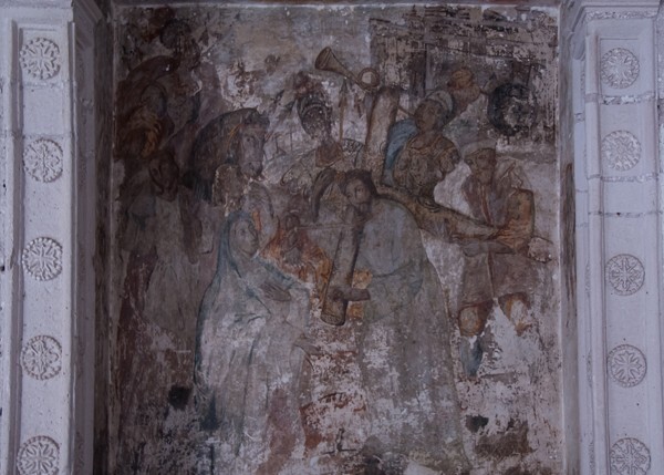 Santo Domingo, lower cloister walk testera mural, Via Crucis - Oaxtepec, Morelos