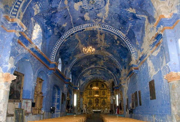 San Miguel Arcángel, nave barrel vault & sanctuary - Achiutla, Oaxaca