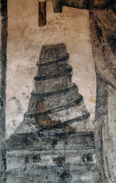 Upper cloister mural, St. Isabel of Hungary, detail - San José