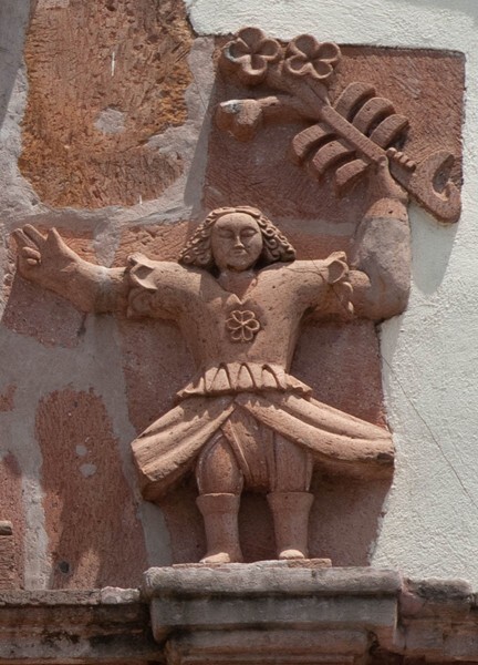 San Juan Bautista, gable relief (right) - Maravatío, Michoacán
