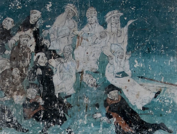 Los Santos Reyes, upper story testera mural, detail - Los Santos Reyes, cloister & murals