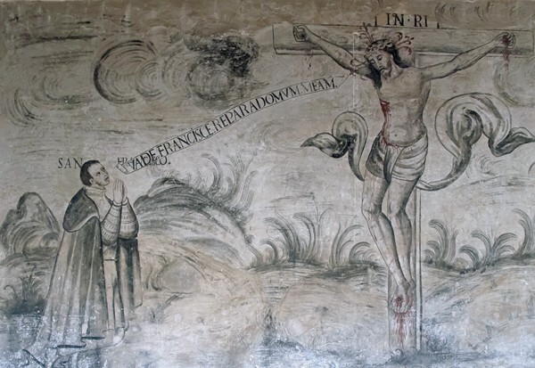 San Gabriel, lower cloister walk mural - San Gabriel, cloister with murals