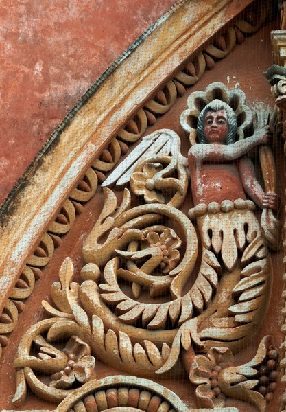 Third story (left), mermaid - Façade, lateral portal & sacristy door