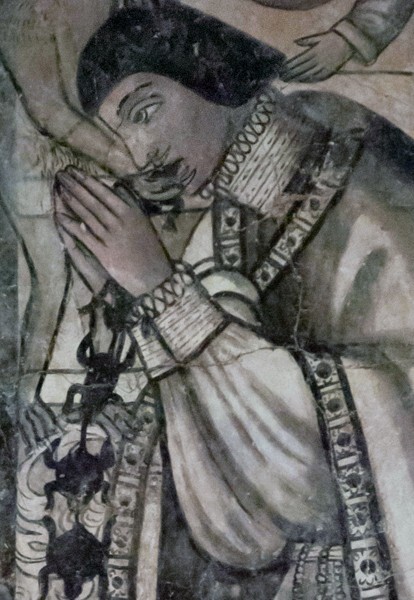 Anteportería mural, Indian catechumen confessing, detail - San Francisco