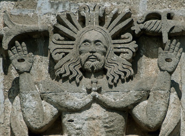 San Andrés, SW posa, E façade, Last Judgment, Christ, detail - San Andrés, Southwest posa chapel