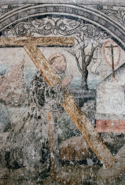 Augustinian friar before The Crucifixion - Lower tier murals