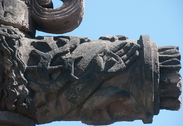 San Pedro Apóstol, atrial cross, front, left arm & finial - Tlalpan