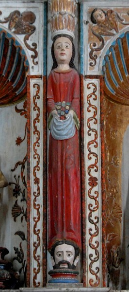 SS Pedro y Pablo, nave Santa Teresita de Niño Jesús altar detail, term - Teabo, Yucatán