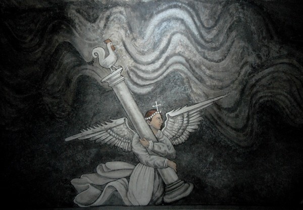 San Agustín, sacristy vault mural, Passion Angel with Column - San Agustín
