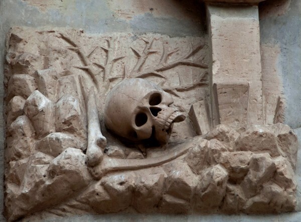 Façade, second story central relief, Our Lady of Solitude, detail - La Soledad