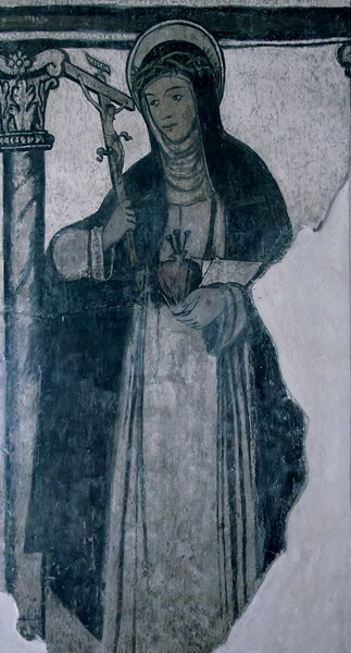 Santo Domingo, lower cloister walk pier mural, St. Catherine of Siena - Oaxtepec, Morelos