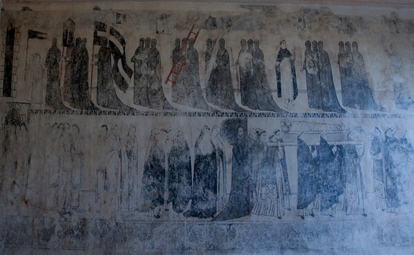San Juan Bautista, vestibule, S wall frescos - San Juan Teitipac, Oaxaca