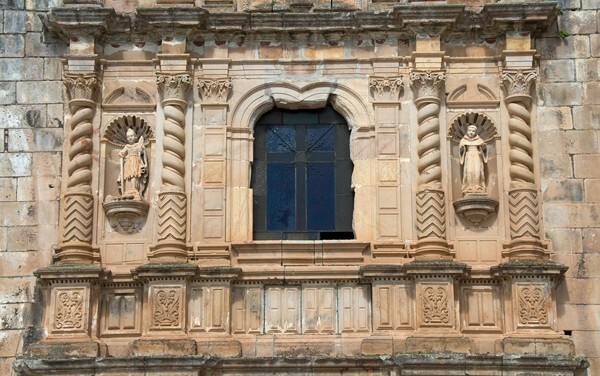 Santa Catarina, façade, second story & choir loft window - Ixtepeji, Oaxaca