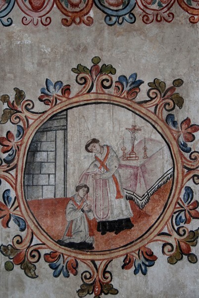 San Miguel Arcángel, baptistery mural - Xometla, México