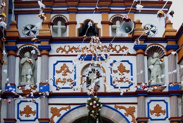 San Jacinto, façade, upper tiers - Ocotlán de Morelos, Oaxaca