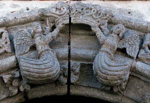 Texcoco, México, La Concepción, façade portal, archivolt, keystone - México