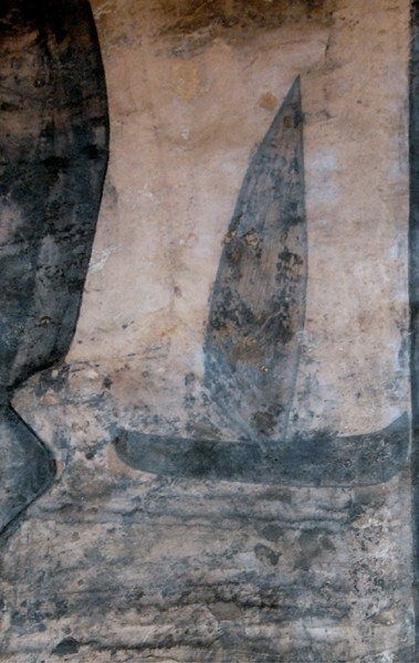 Upper cloister walk mural, St. Peter, detail - San José