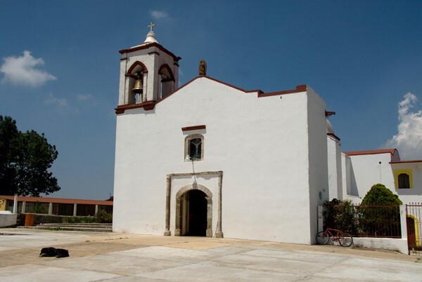 San Agustín, façade & bell-tower - Eloxochitlán, Hidalgo