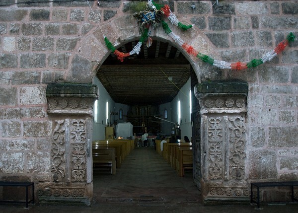 San Nicolás Obispo, façade portal - San Nicolás Obispo, Michoacán