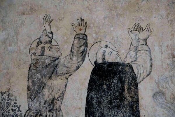 San Juan Bautista, vestibule, N wall, St. Dominic's Vision, detail - San Juan Teitipac, Oaxaca