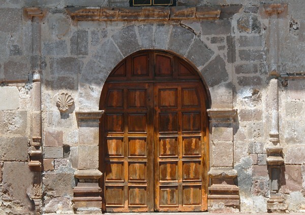 Hospitalito (yurishio), façade portal alfiz - Chilchota, Michoacán