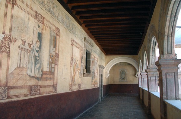 Upper story cloister walk with murals - Upper cloister walk murals