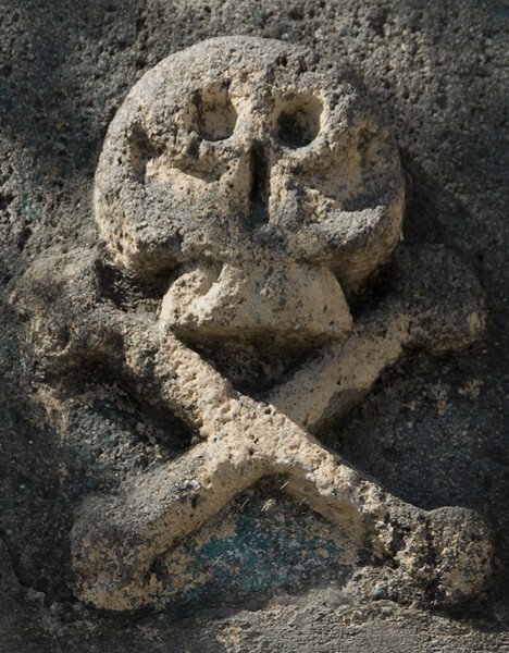San Jerónimo, cross base, skull & cross-bones - Tlaltenango, Morelos