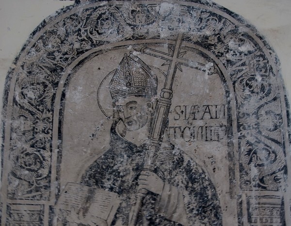 La Asunción, lower cloister walk pillar mural - Yautepec, Morelos