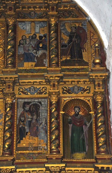 San Francisco, high altar, middle & top tiers (right) - Oxkutcab, Yucatán