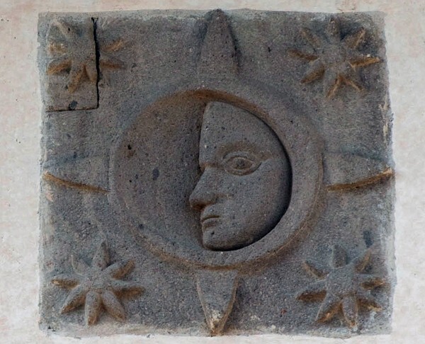 Hospitalito relief, moon - Hospital Chapel (hospitalito)