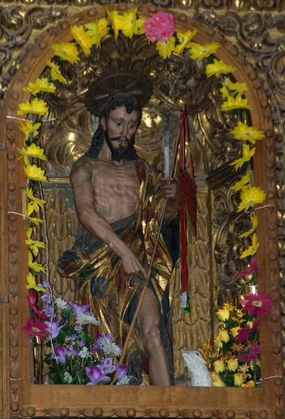 San Juan Bautista, high altar, central sculpture, John the Baptist - Ahuacatlán, Puebla