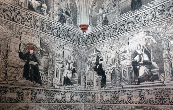 Upper tier, West & North wall murals - Cloister stairwell murals